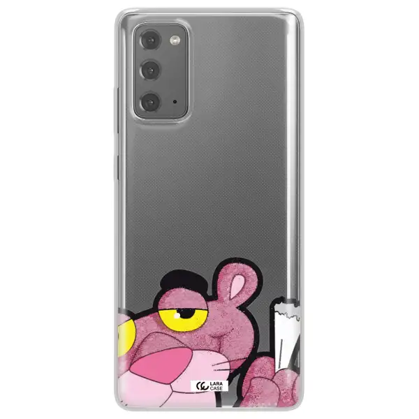 a cartoon of a pink bear Samsung Note 20 Clear TPU Case