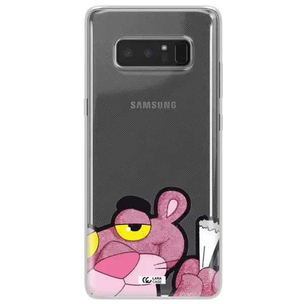 a cartoon of a pink bear Samsung Note 8 Clear TPU Case
