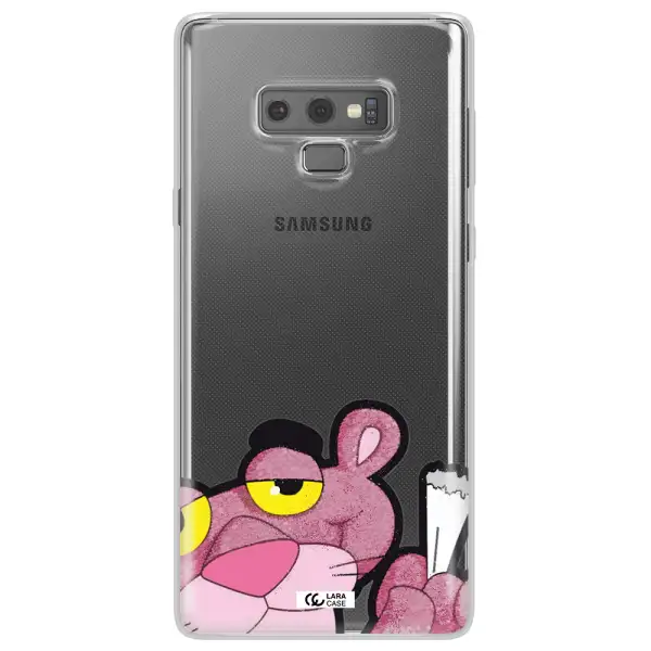 a cartoon of a pink bear Samsung Note 9 Clear TPU Case