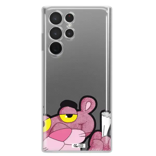 a cartoon of a pink bear Samsung S 22 Ultra Clear TPU Case