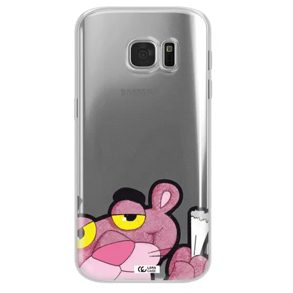 a cartoon of a pink bear Samsung S 7 Clear TPU Case
