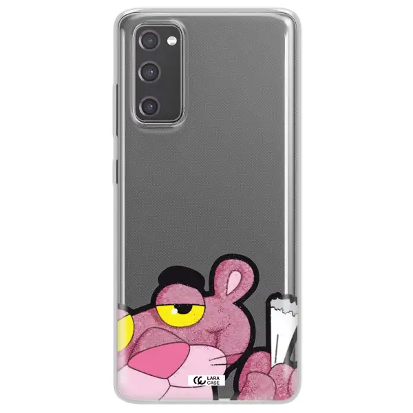 a cartoon of a pink bear Samsung S20 Fe Clear TPU Case