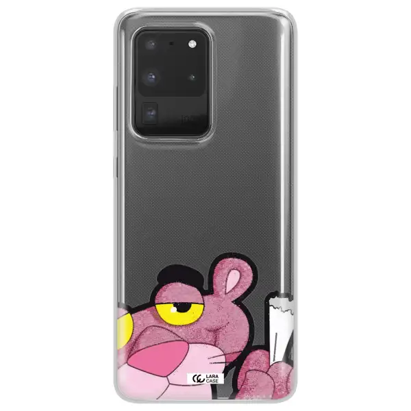 a cartoon of a pink bear Samsung S20 Ultra Clear TPU Case