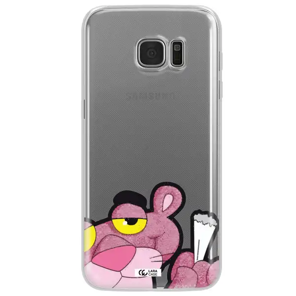a cartoon of a pink bear Samsung S7 Edge Clear TPU Case