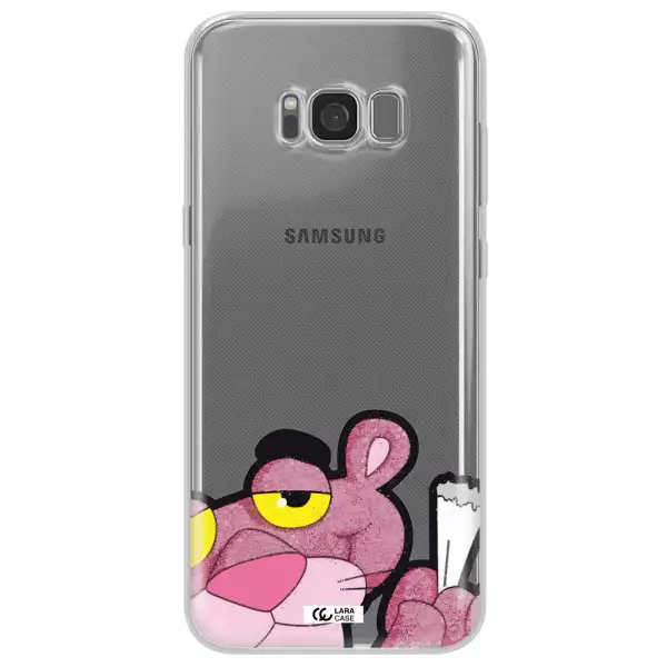 a cartoon of a pink bear Samsung S8 Clear TPU Case