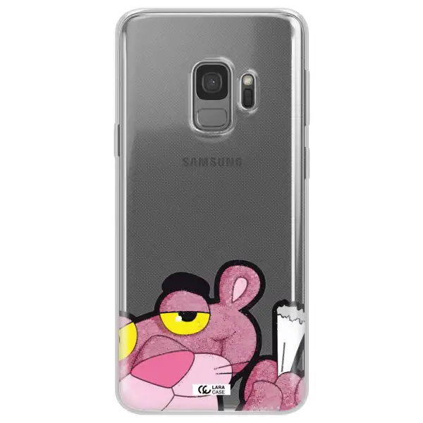 a cartoon of a pink bear Samsung S9 Clear TPU Case