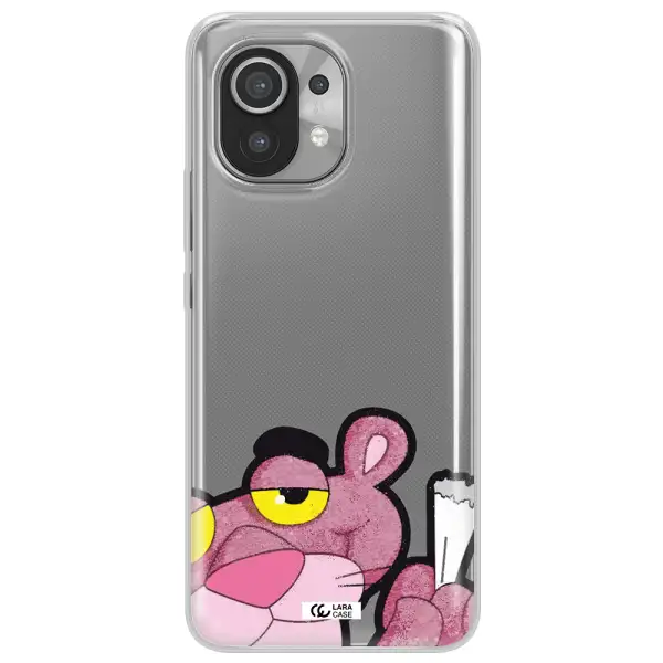 a cartoon of a pink bear Xiaomi Mi 11 Clear TPU Case