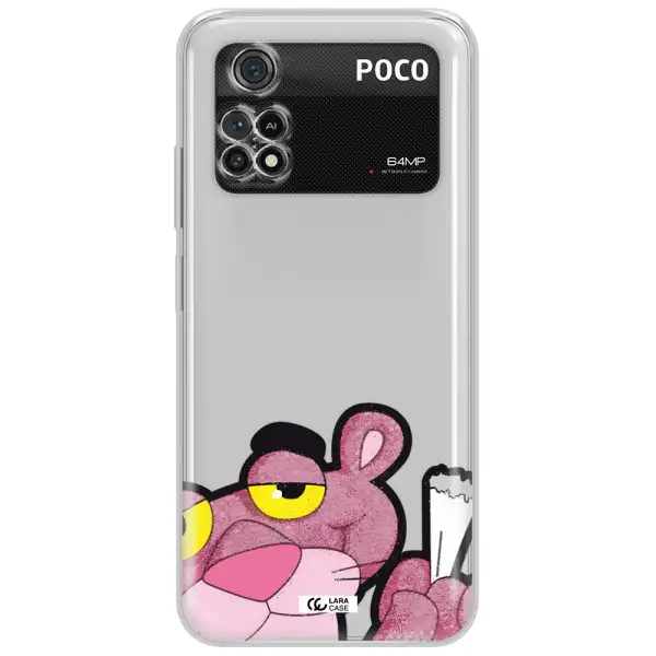 A Cartoon Of A Pink Bear Xiaomi Poco M4 Pro 4G Clear Tpu Case