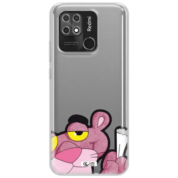 a cartoon of a pink bear Xiaomi Redmi 10C Clear TPU Case