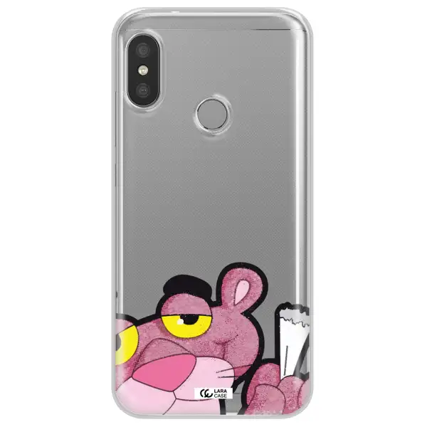 a cartoon of a pink bear Xiaomi Redmi 6 Pro Clear TPU Case