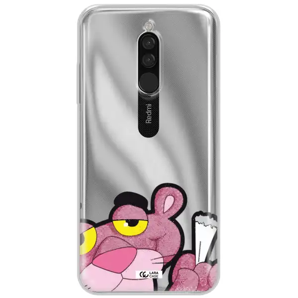 A Cartoon Of A Pink Bear Xiaomi Redmi 8 Clear Tpu Case
