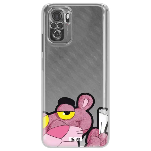 A Cartoon Of A Pink Bear Xiaomi Redmi Note 10S Clear Tpu Case