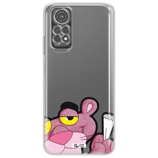A Cartoon Of A Pink Bear Xiaomi Redmi Note 11S Clear Tpu Case