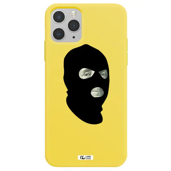 a person wearing a mask Apple iPhone 11 pro Silicone canary yellow Case