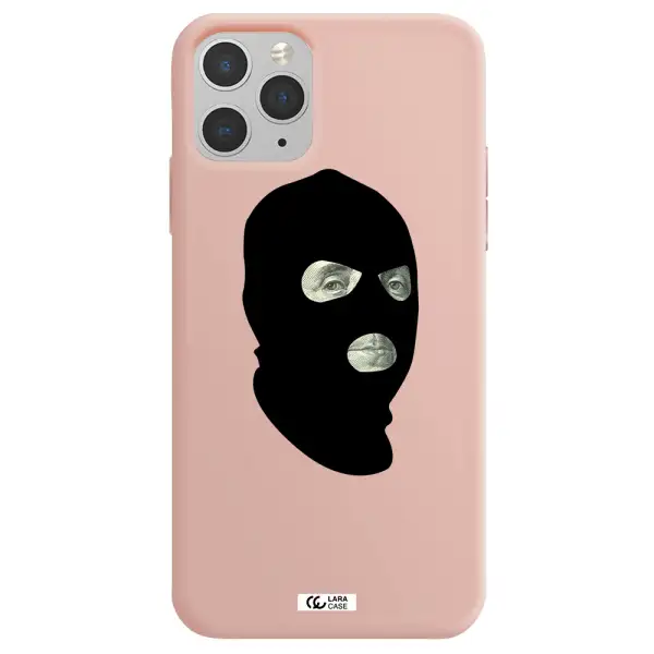 a person wearing a mask Apple iPhone 11 pro Silicone pastel pink Case