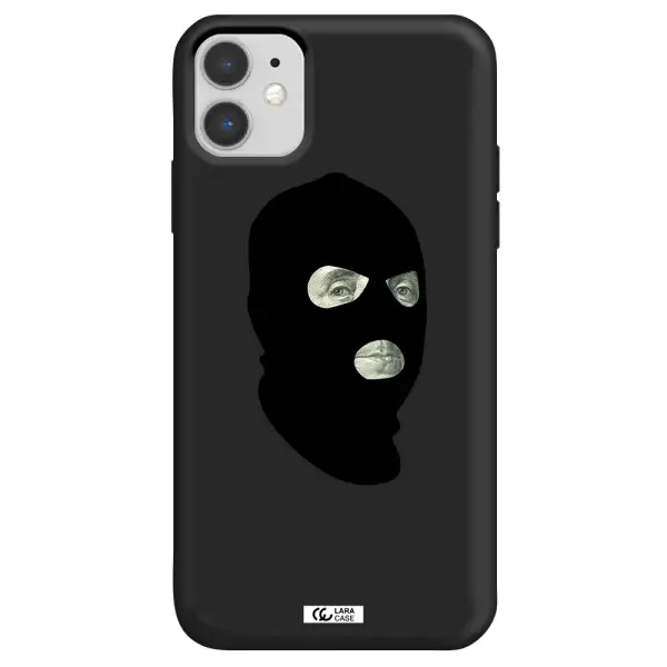a person wearing a mask Apple iPhone 11 Silicone black Case
