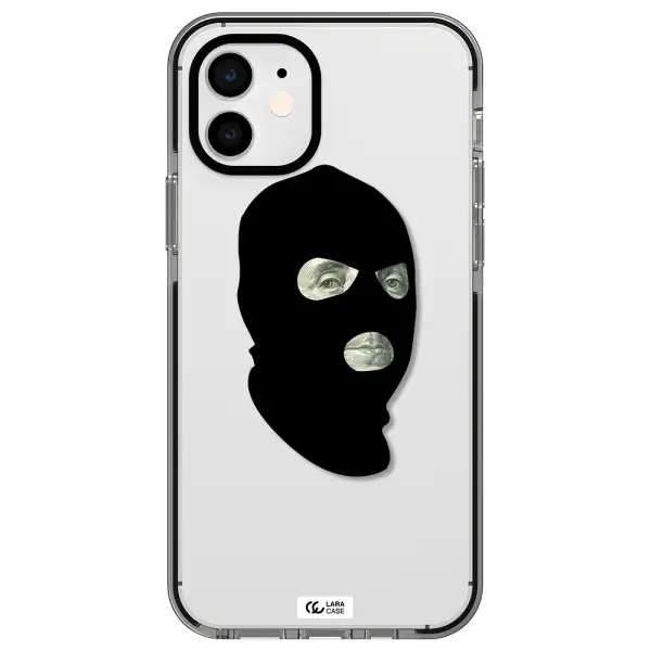 a person wearing a mask Apple iPhone 12 impact black border Case