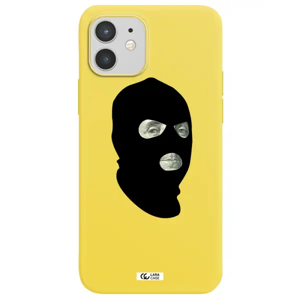 a person wearing a mask Apple iPhone 12 mini Silicone canary yellow Case