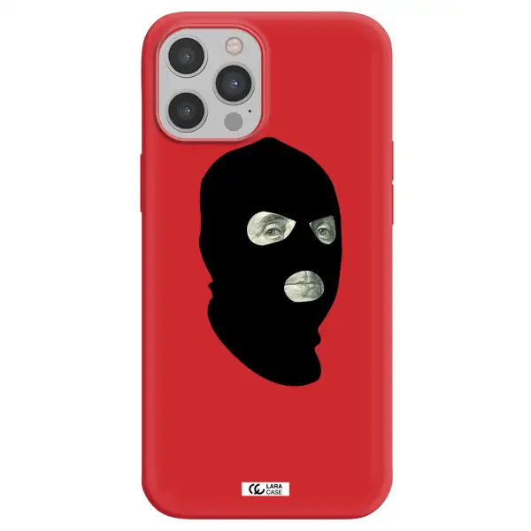 a person wearing a mask Apple iPhone 12 pro max Silicone Imperial Red Case