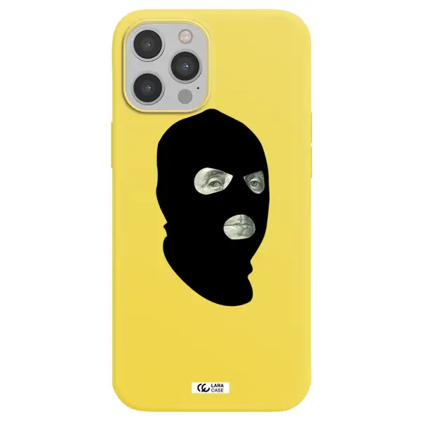 a person wearing a mask Apple iPhone 12 pro Silicone canary yellow Case