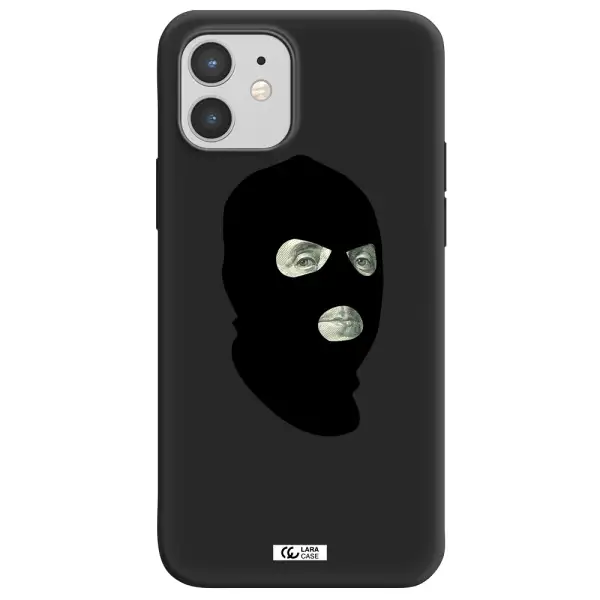 a person wearing a mask Apple iPhone 12 Silicone black Case