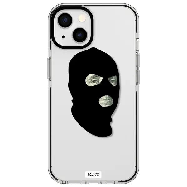 a person wearing a mask Apple iPhone 13 impact black border Case