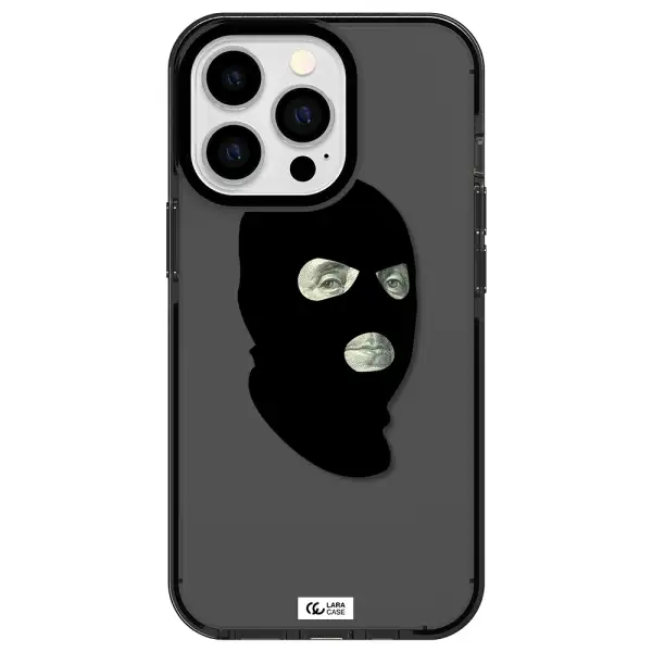 a person wearing a mask Apple iPhone 13 Pro impact Smoke Black Case