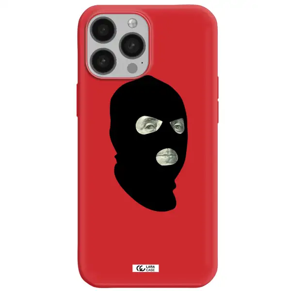 a person wearing a mask Apple iPhone 13 Pro Max Silicone Imperial Red Case