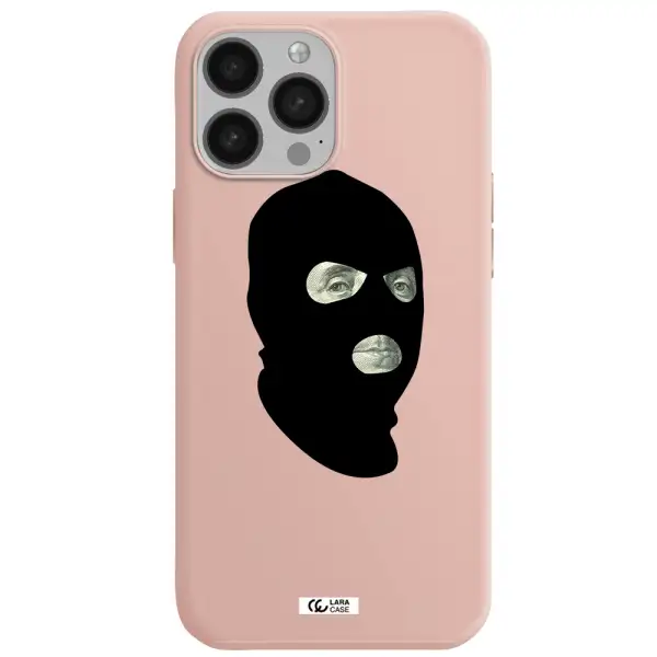 a person wearing a mask Apple iPhone 13 Pro Max Silicone pastel pink Case
