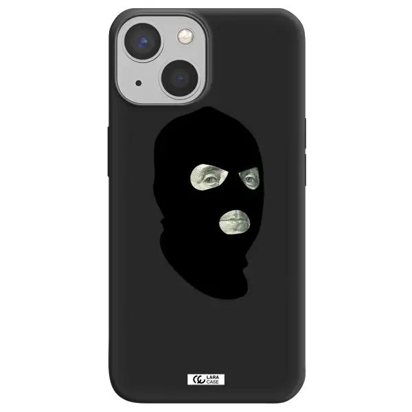 a person wearing a mask Apple iPhone 13 Silicone black Case