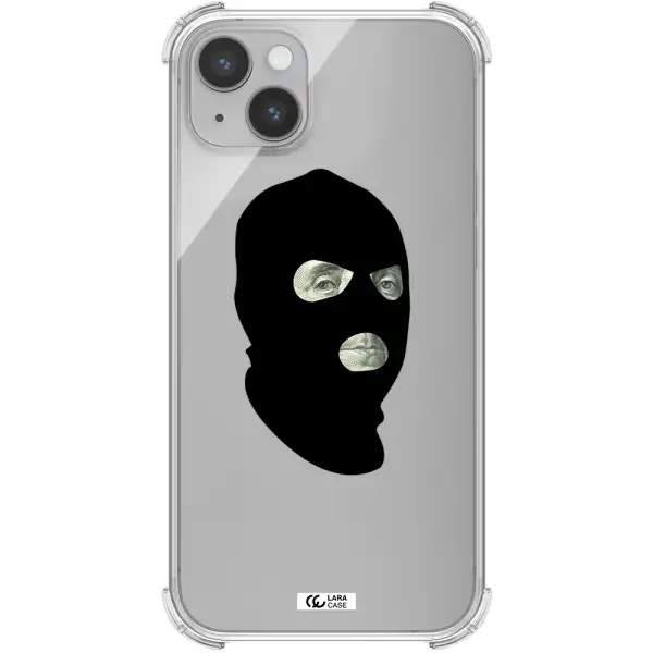 a person wearing a mask Apple iPhone 14 Clear PC Case