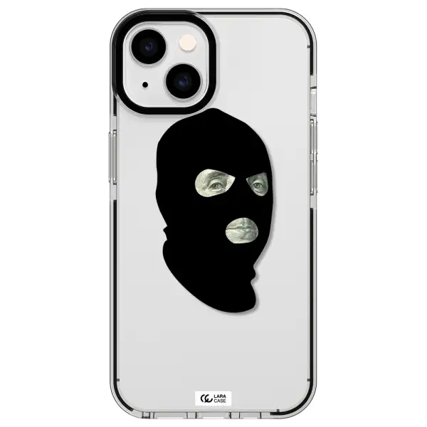 a person wearing a mask Apple iPhone 14 impact black border Case