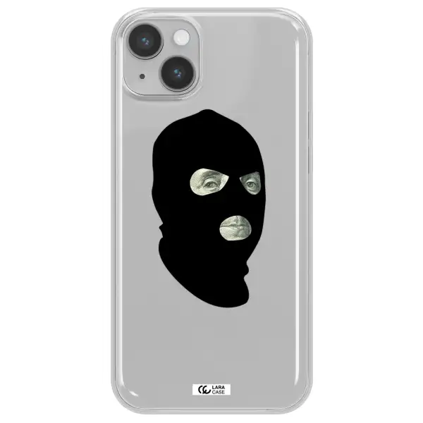 a person wearing a mask Apple iPhone 14 plus Clear TPU Case