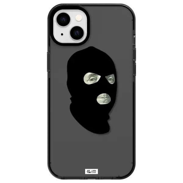 a person wearing a mask Apple iPhone 14 plus impact Smoke Black Case