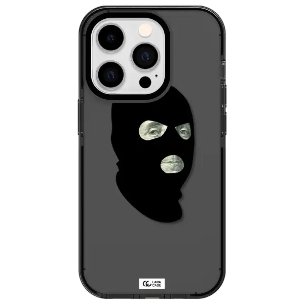 a person wearing a mask Apple iPhone 14 pro impact Smoke Black Case