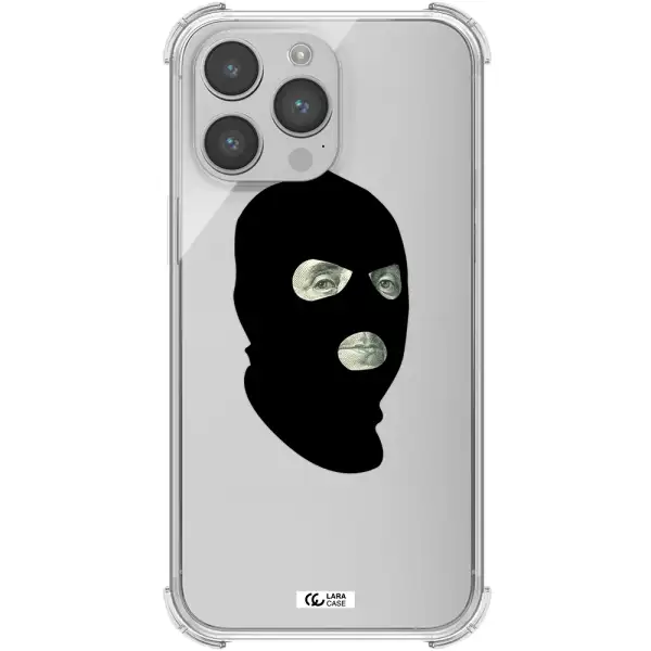 a person wearing a mask Apple iPhone 14 pro max Clear PC Case