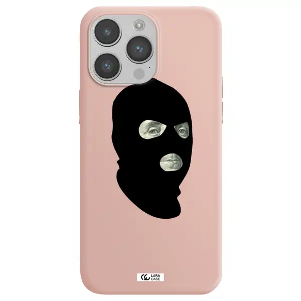a person wearing a mask Apple iPhone 14 pro max Silicone pastel pink Case
