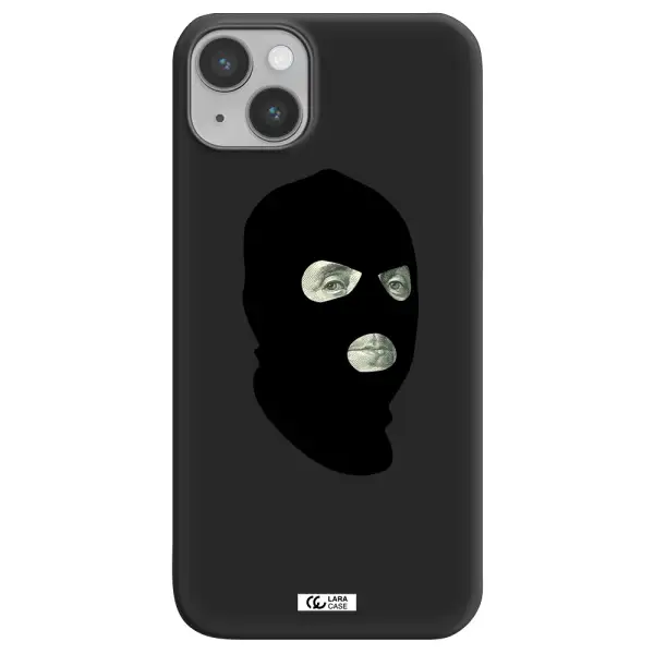 a person wearing a mask Apple iPhone 14 Silicone black Case
