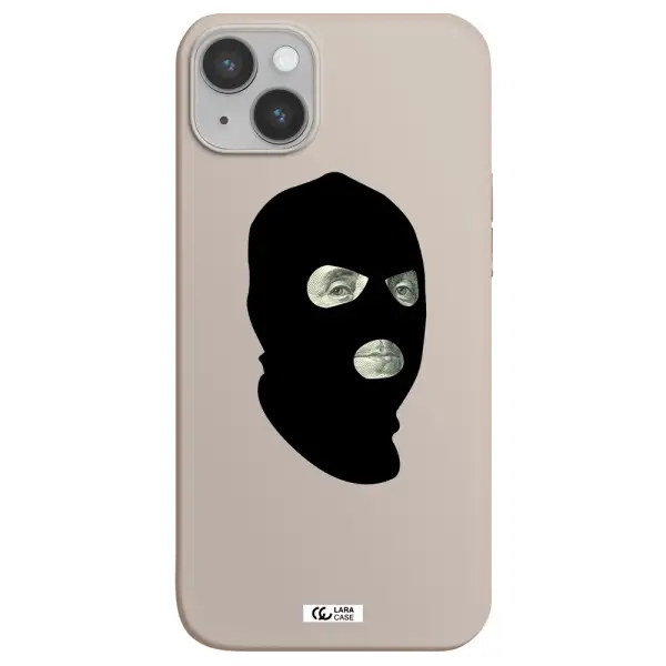 a person wearing a mask Apple iPhone 14 Silicone Stone Case