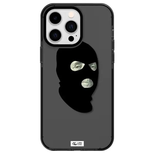 a person wearing a mask Apple iPhone 15 Pro Max impact Smoke Black Case