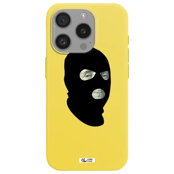 A Person Wearing A Mask Apple Iphone 15 Pro Silicone Canary Yellow Case