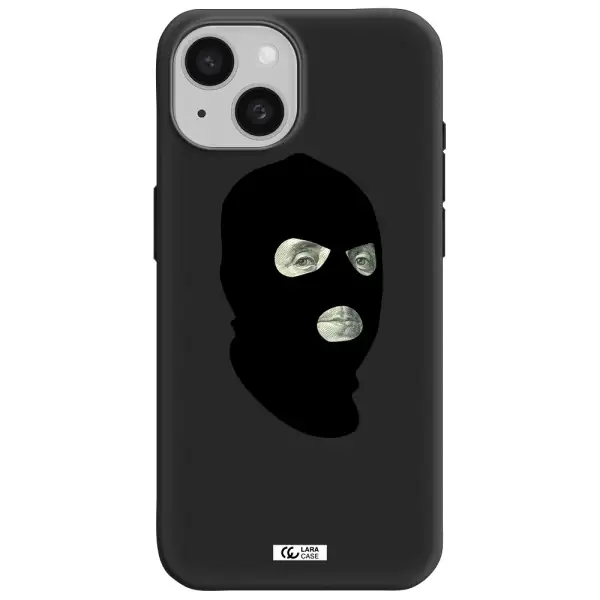 a person wearing a mask Apple iPhone 15 Silicone black Case