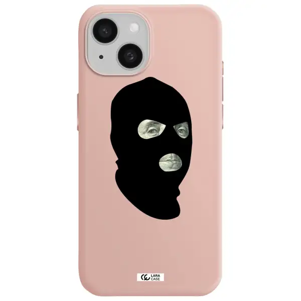 A Person Wearing A Mask Apple Iphone 15 Silicone Pastel Pink Case