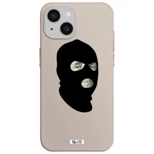 a person wearing a mask Apple iPhone 15 Silicone Stone Case