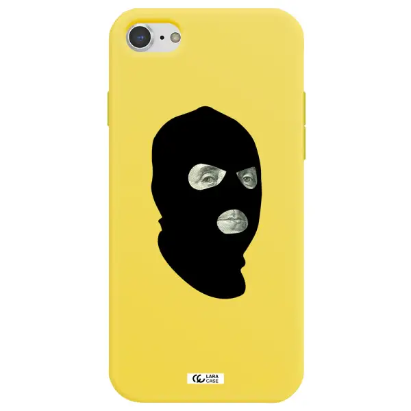 a person wearing a mask Apple iPhone 7 Silicone canary yellow Case