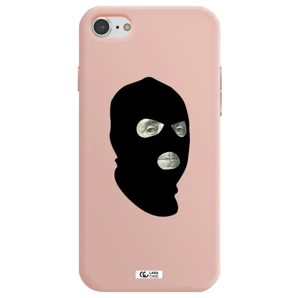 a person wearing a mask Apple iPhone 7 Silicone pastel pink Case