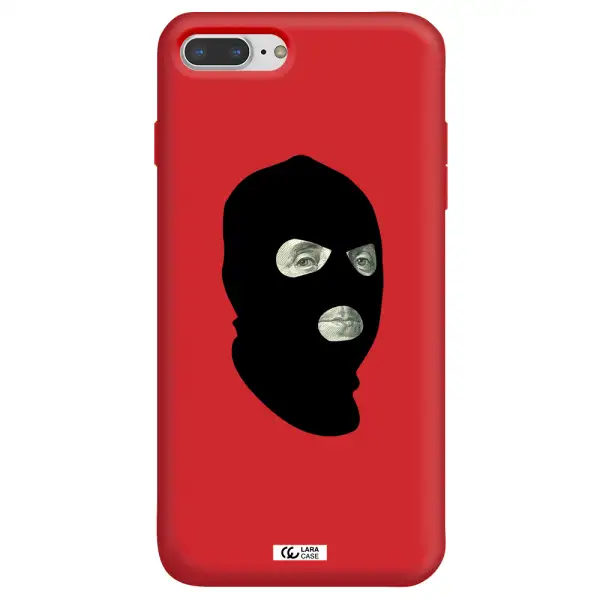 a person wearing a mask Apple iPhone 8 plus Silicone Imperial Red Case