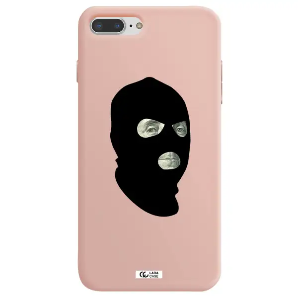 a person wearing a mask Apple iPhone 8 plus Silicone pastel pink Case