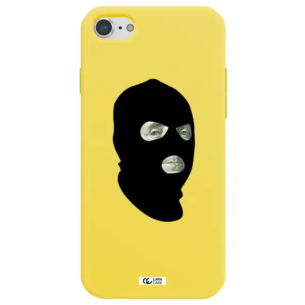 a person wearing a mask Apple iPhone 8 Silicone canary yellow Case