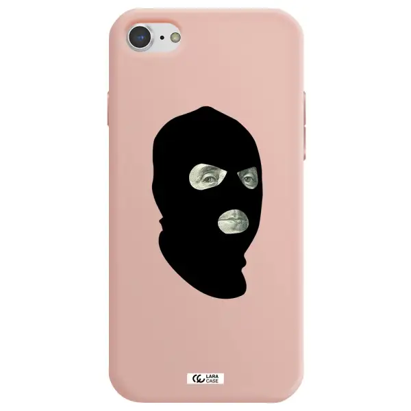 a person wearing a mask Apple iPhone 8 Silicone pastel pink Case